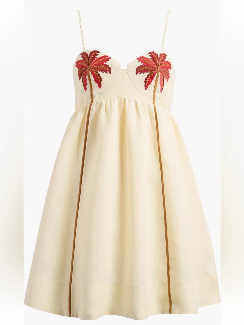 FARM Rio Coconut Tree Embroidered Mini Dress Linen Size Medium NWT - Picture 4 of 11